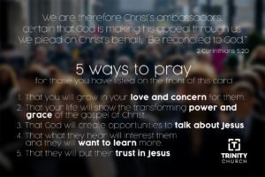 5 Friends 5 Ways Prayer Postcard Back