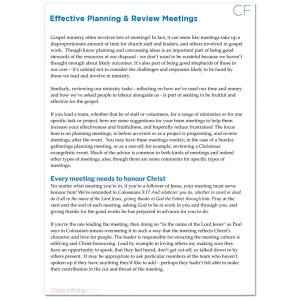 Effective Planning and Review Meetings